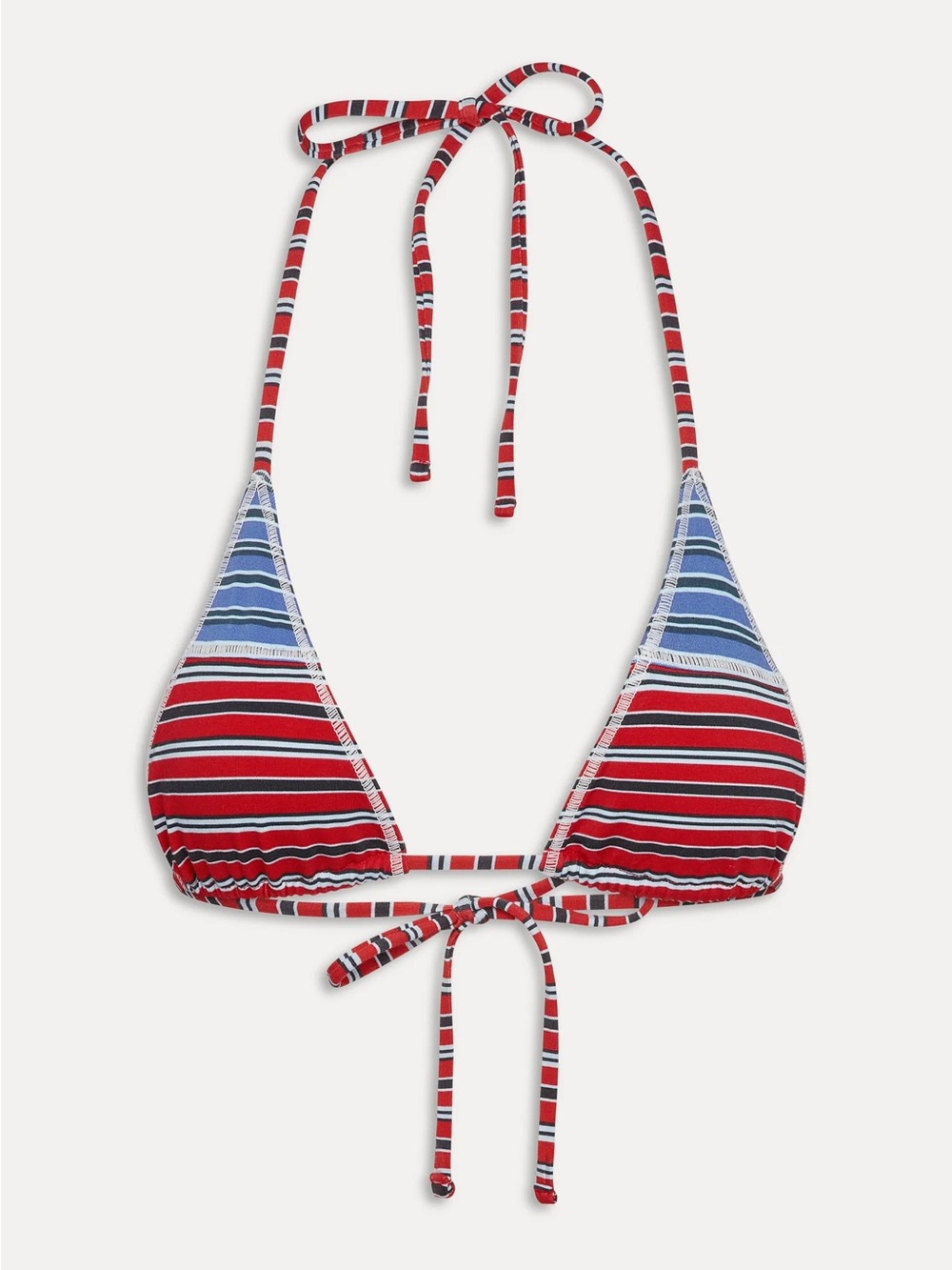 Striped Triangle Bikini Top in Red and Blue - Picture 2 of 4